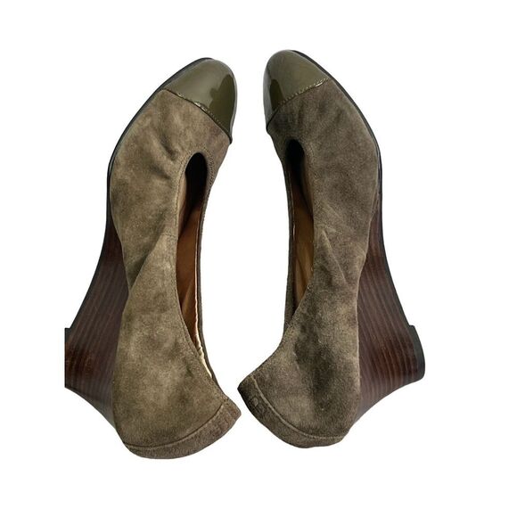 Brian James cap toe suede wedge pump shoes tan brown womens sz 38/7.5 - Picture 3 of 8